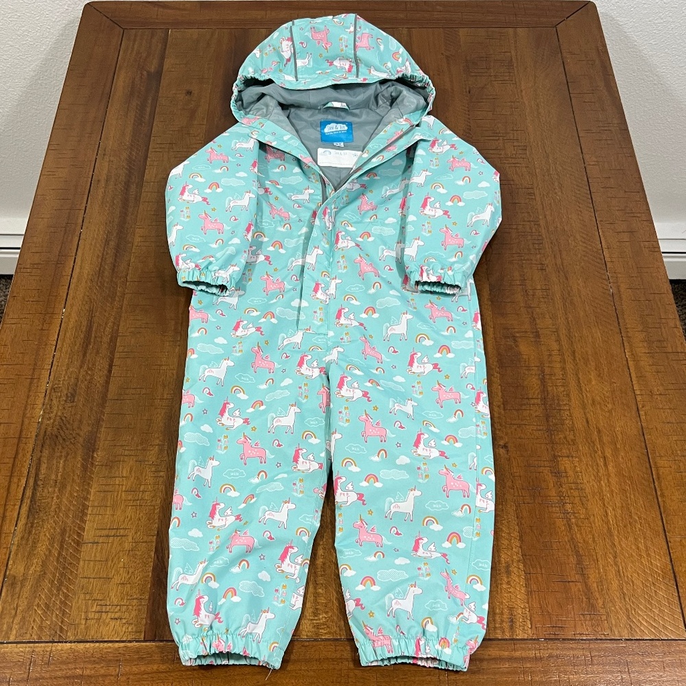 JAN & JUL One-Piece RainSuit EUC Waterproof Coveralls Sz 3T